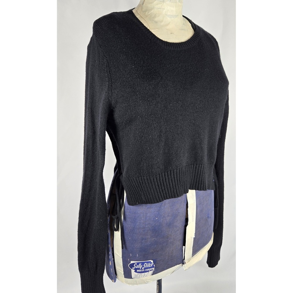 Brandy Melville Knit Sweater Cropped Tie Side Long Sleeve Top‎ Small Wool Blend